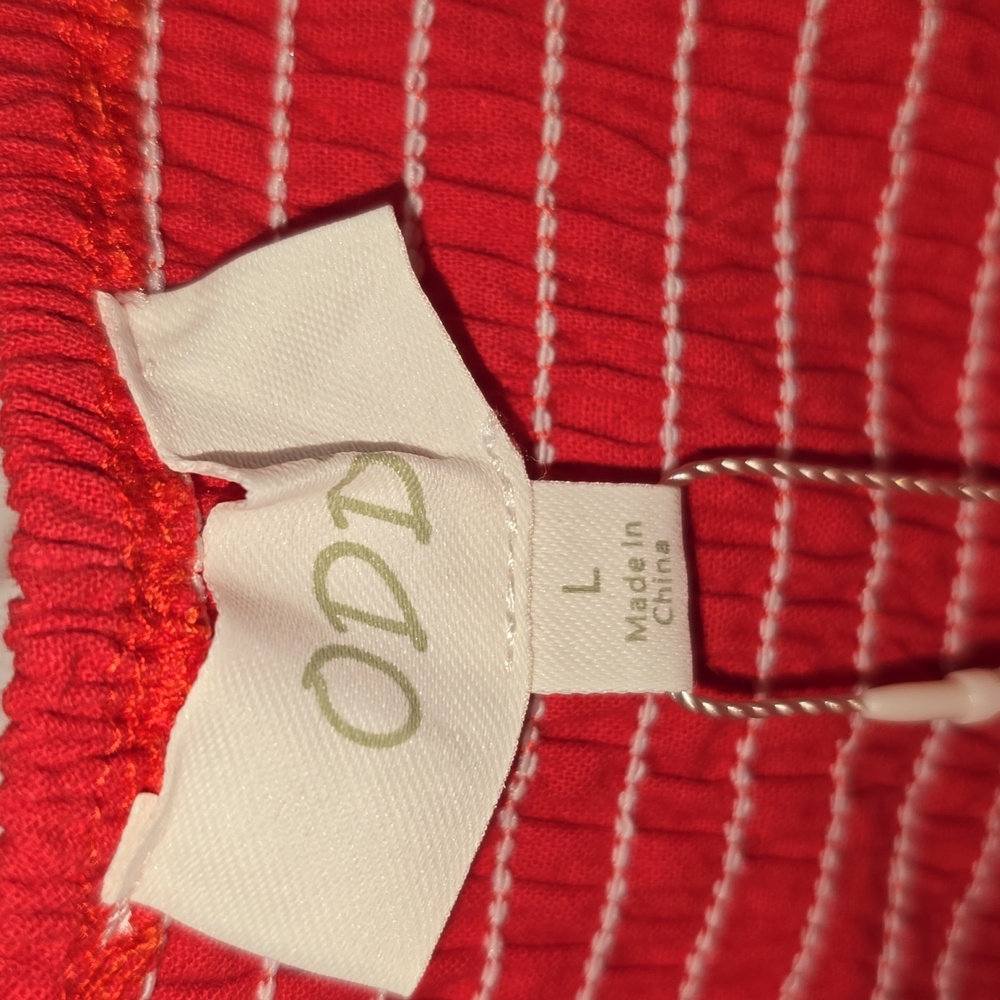 Oddy Red Cotton Polyester Elastic Bust Midi Apron Dress Womens Size Large NWT - Picture 5 of 11